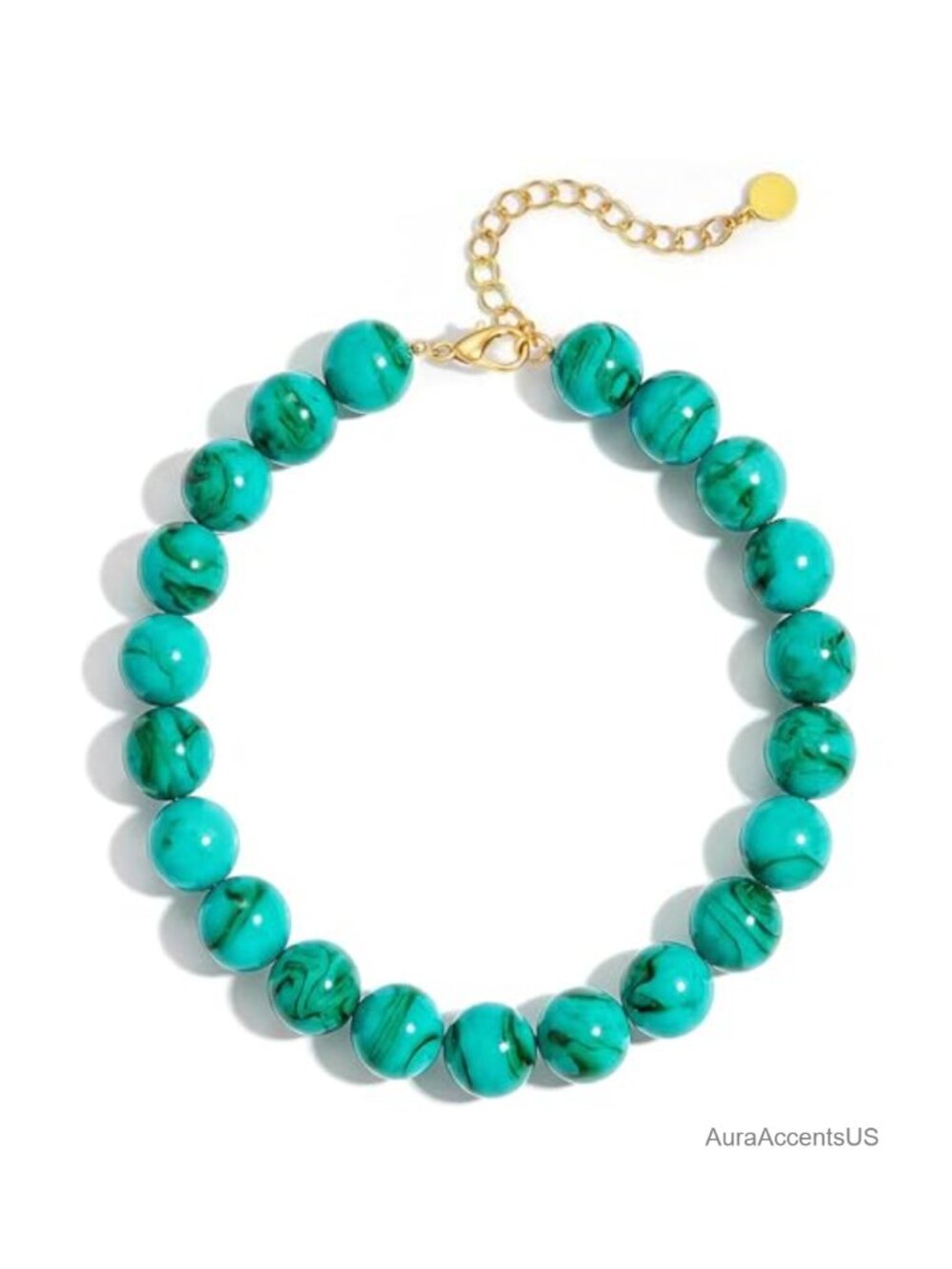 Chunky Beaded Statement Necklace with Gold-Tone Adjustable Chain